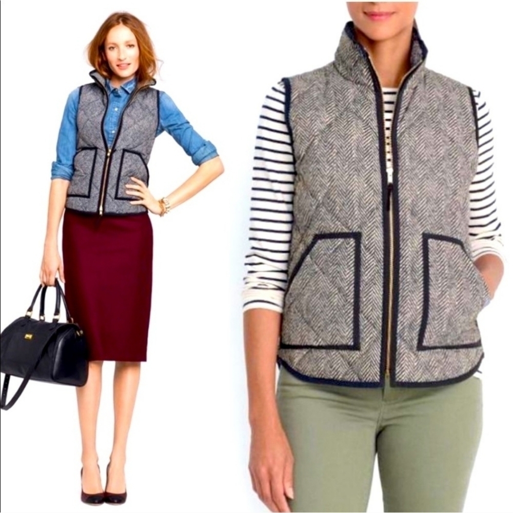 J. Crew sz XS herringbone quilted puff vest